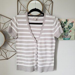 Ann Taylor Loft short sleeve striped cardigan